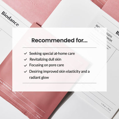 biocollagen real deep mask, hydrating overnight hydrogel mask, pore minimizing, elasticity improvement, 4ea, 34g