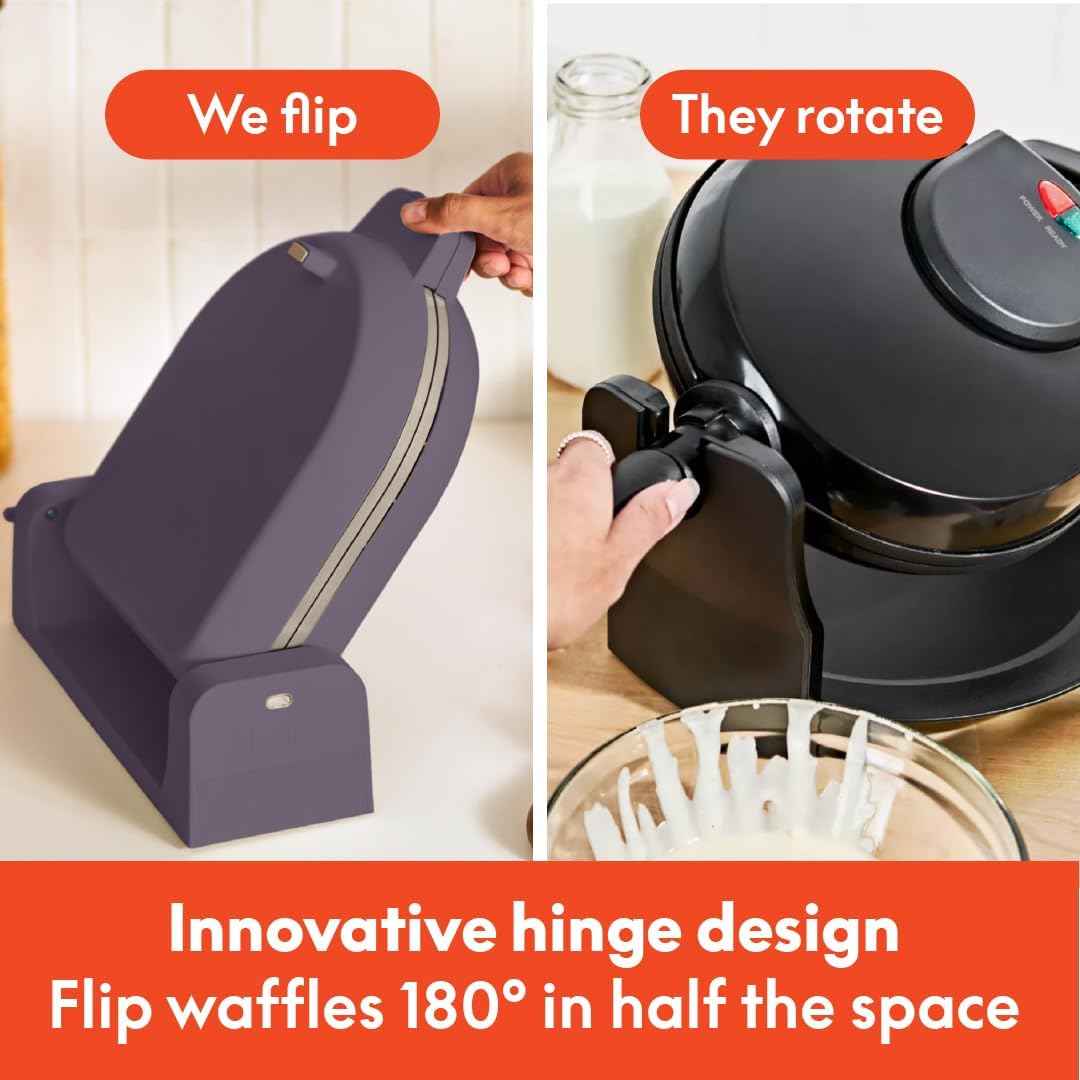 BELLA Flip-n-Store Waffle Maker, 7" Ceramic Nonstick, 1000W, Compact Flip Waffle Iron with Power Indicator and Cool Touch Handle