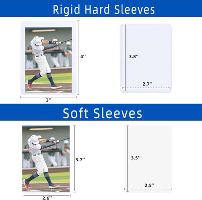 400 Card Sleeves Hard Plastic, Arjiekwei 3"X4" Baseball Cards Protectors Plastic, Premium Card Holder for Trading Sports Baseball Football Game Cards (200 Hard Sleeve + 200 Soft Sleeve)
