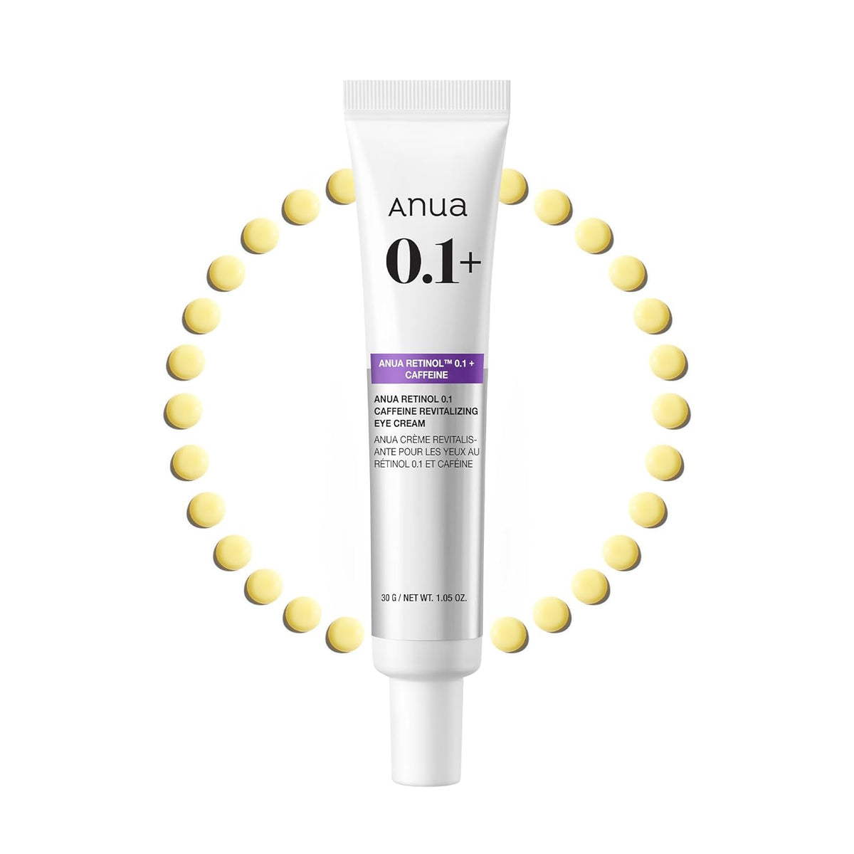 Anua Retinol 0.1 Caffeine Revitalizing Eye Cream, Lightweight Formula for Dark Circles & Puffiness, Hydrating for Sensitive Skin, Korean Skincare,1.05 fl oz