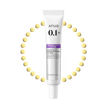 Anua Retinol 0.1 Caffeine Revitalizing Eye Cream, Lightweight Formula for Dark Circles & Puffiness, Hydrating for Sensitive Skin, Korean Skincare,1.05 fl oz