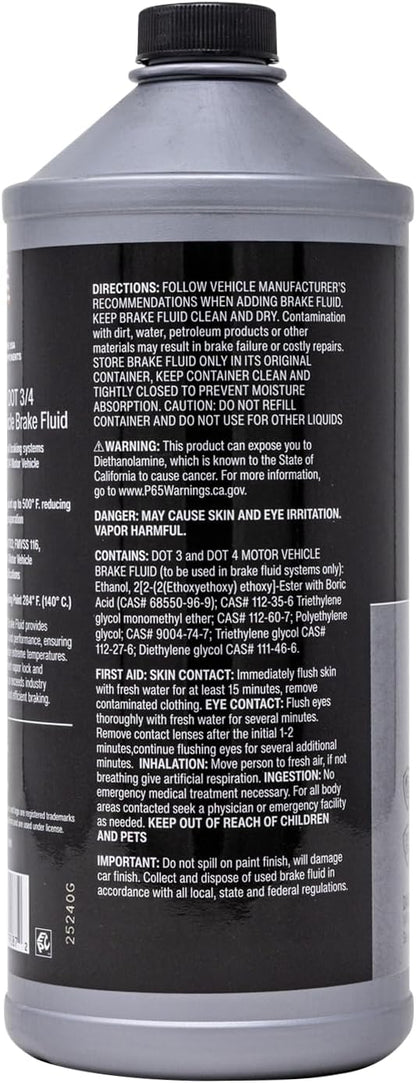 Valvoline DOT 3 & 4 Synthetic Brake Fluid with High Boiling Point, Corrosion Protection, Vapor Lock Resistance, Compatible with ABS, Disc and Drum Brake Systems, 32oz