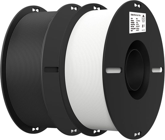 Creality 2kg Black & White PLA 1.75mm Filament Bundle for 3D Printing with No-Tangling Strong Bonding and Overhang Performance, Accuracy +/- 0.02mm