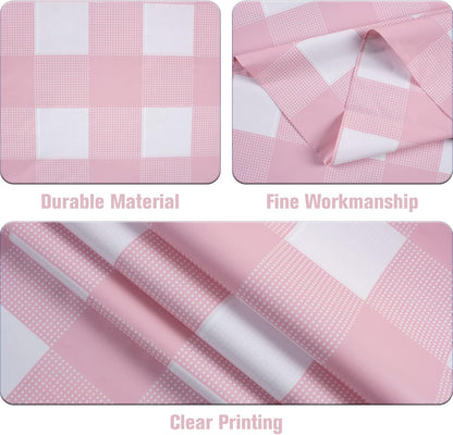 Kesfey 3 Packs Pink Gingham Tablecloth Pink and White Checkered Tablecloths 54 x 108 Inches Disposable Plastic Gingham Tablecovers Waterproof Rectangle Picnic Table Covers for Birthday Party Supplies