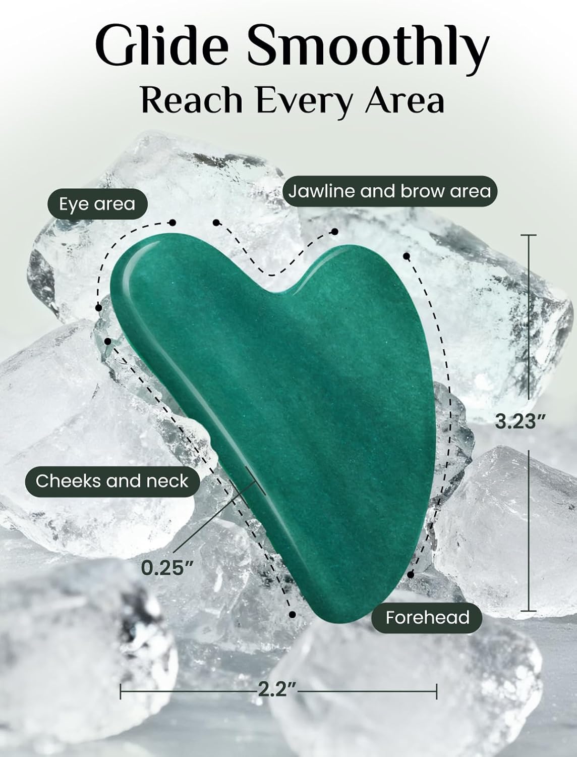 Rena Chris Gua Sha Facial Tools: Jade Stone Guasha Tool for Face Acupuncture Therapy, Facial Massager for Jawline Sculpting and Puffiness Reducing (Green)