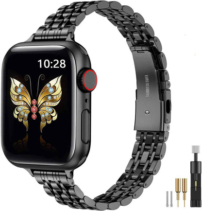 MioHHR Slim Metal Band Compatible with Apple Watch Band 42mm(Series 11 10) 41mm(Series 9 8 7) 40mm(Series 6 5 4 SE3/2/1) 38mm(Series 3 2 1),Stainless Steel iWatch Bands for Women,Silver/Gold