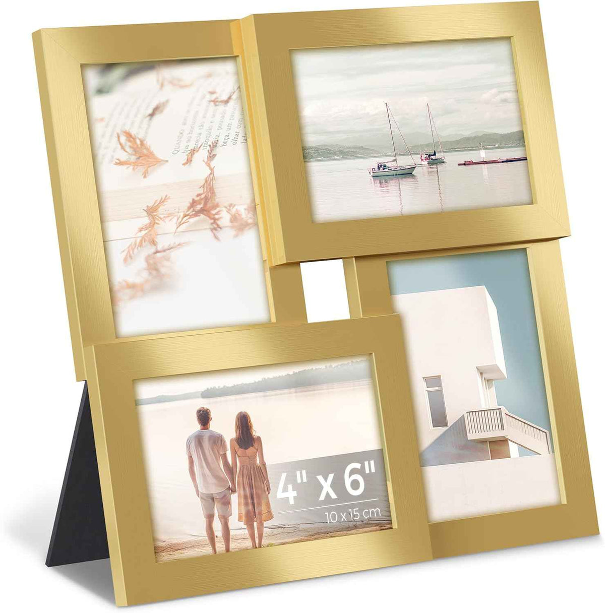 SONGMICS 4x6 Collage Picture Frames, Family Photo Collage Frame Set of 4 for Wall Decor, Glass Front, Wall Hanging or Tabletop, Christmas Gift, Ink Black URPF25BK