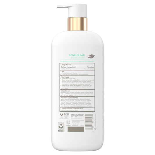Dove Serum Body Wash Acne Clear for troubled skin with Salicylic Acid 18.5 Fl Oz