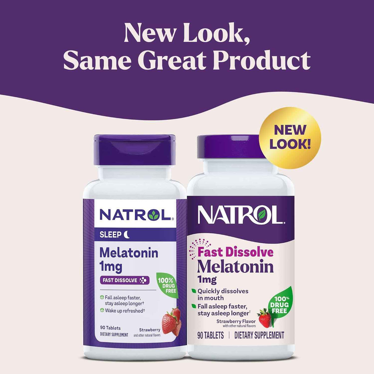 Natrol Fast Dissolve Melatonin 1 mg, Sleep Support Supplement for Adults