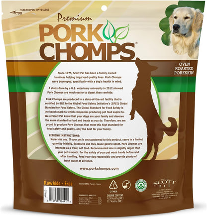 Pork Chomps Roasted Pork Skin Dog Chews, 6-inch Twists, 100% Rawhide Free, 15 Count