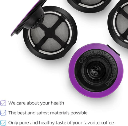 4 Black Reusable K Cups for Keurig Coffee Makers - Compatible with Keurig K-Classic, K-Select, K-Duo, K-Elite, K-Latte