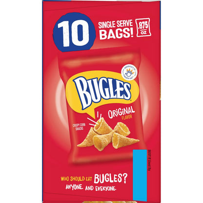 bugles original crispy corn snacks 10 count multipack 8.75 oz snack bags