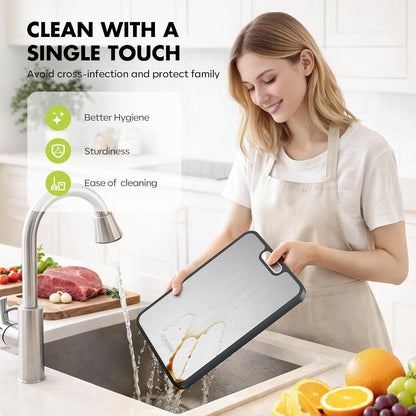 Sumzzz Titanium Cutting Board for Kitchen, Non Toxic 2-in-1 Cutting Board Double Sided Food Grade Pure Titanium, Knife Friendly Easy to Clean Large Size 15”×10.3”