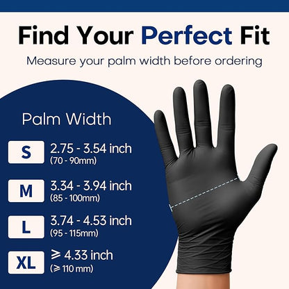 Supmedic Medical Soft Max™ Black Nitrile Disposable Gloves, 100 Pcs, Latex-Free & Powder-Free Food Safe Food Prep Exam Gloves