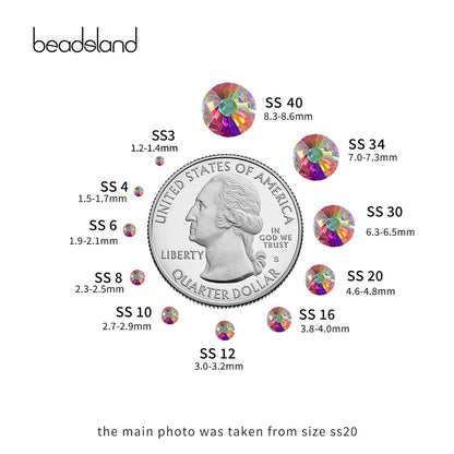 Beadsland 1440pcs Flat Back Crystal Rhinestones Round Gems for Nail Art and Craft Glue Fix, CrystalAB, SS20, 4.6-4.8mm