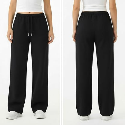 Common Stitch 3 Pack Wide Leg Fleece Lounge Sweatpants for Women Deep Pockets, Relaxed Fit, Elastic Drawstring Waist