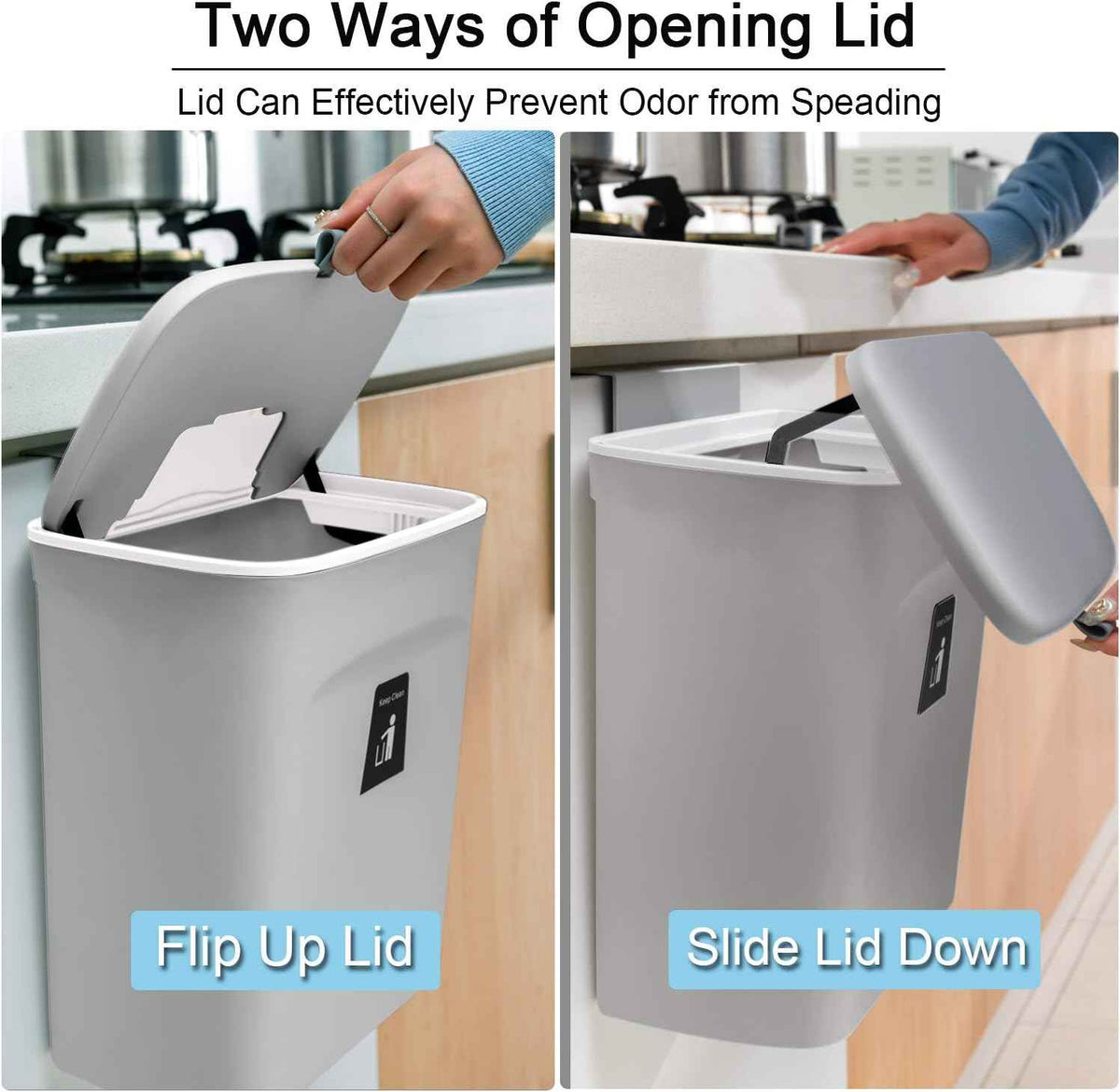 Tiyafuro 2.4 Gallon Hanging Kitchen Compost Bin with Lid for Counter or Under Sink, Odor-Free Indoor Compost Bucket