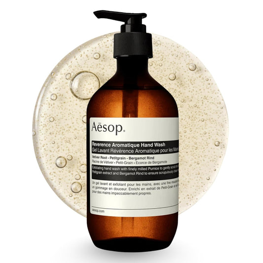 Aesop Reverence Aromatique Exfoliating Hand Wash | Exfoliating Hand Soap with Finely Milled Pumice | Gentle Cleansing & Skin-Smoothing Formula with Vetiver, Petitgrain & Bergamot | 500mL / 16.9 oz