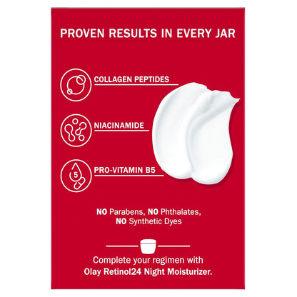 olay collagen peptide face moisturizer, firming cream for women, fragrance-free, non-greasy, hydrating and anti-aging skin care