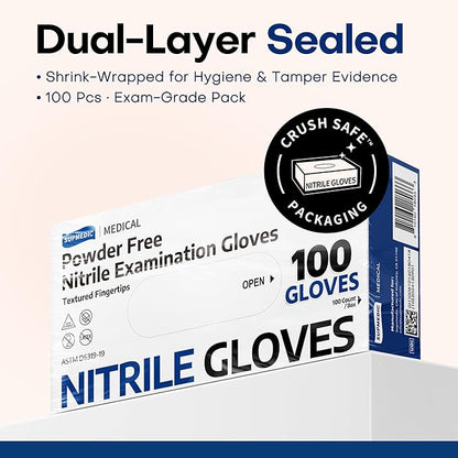 Supmedic Medical Soft Max™ Black Nitrile Disposable Gloves, 100 Pcs, Latex-Free & Powder-Free Food Safe Food Prep Exam Gloves