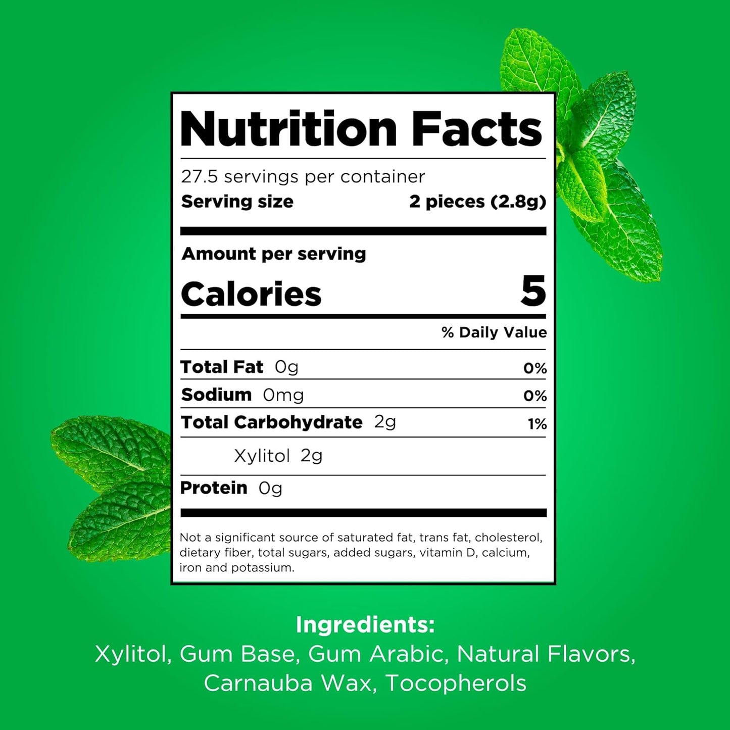 PUR Gum | Aspartame Free Chewing Gum | 100% Xylitol | Natural Spearmint Flavored Gum, 55 Pieces (Pack of 1)