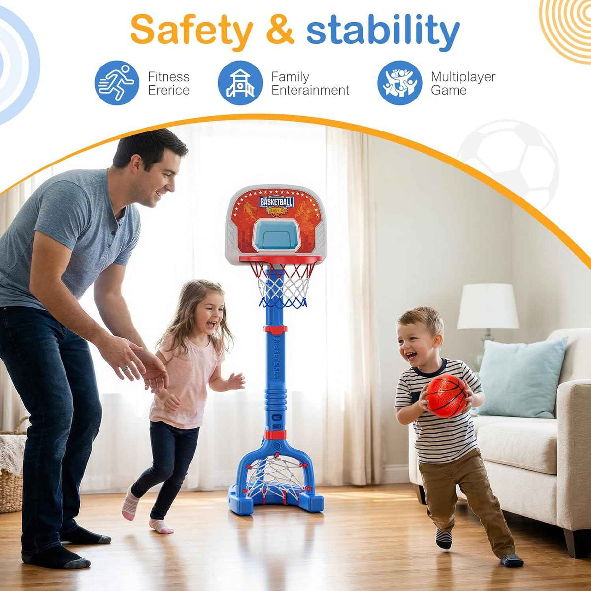 FLMAQE Toddler Basketball Hoop,Swimming Pool Basketball Hoop, Adjustable Mini Kids Basketball & Soccer Goal with4Balls & Ball Pumps for Indoor, Outdoor, Pool, Sports, Birthday Gifts for Children