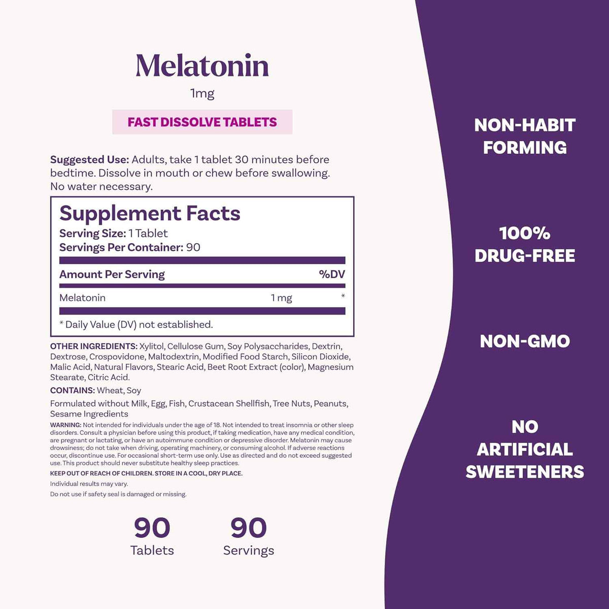 Natrol Fast Dissolve Melatonin 1 mg, Sleep Support for Adults
