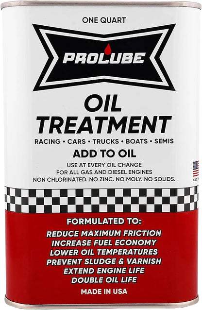 Prolube Oil Treatment - Engine Oil Additive for Gas & Diesel Engines - Reduces Wear, Noise, Vibration - Boosts Fuel Economy & Horsepower - Works on Transmissions & Differentials (1QT)