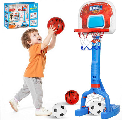 flmaqe toddler adjustable mini kids basketball hoop with 4 balls & ball pumps for indoor outdoor pool