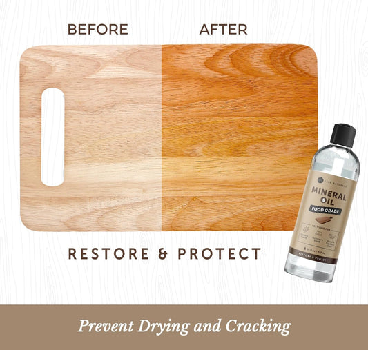 Kate Naturals Mineral Oil for Wood Cutting Board, Butcher Block, and Knife. Food Grade Mineral Oil for Wooden Cutting Board & Utensils (8oz, Food Safe)