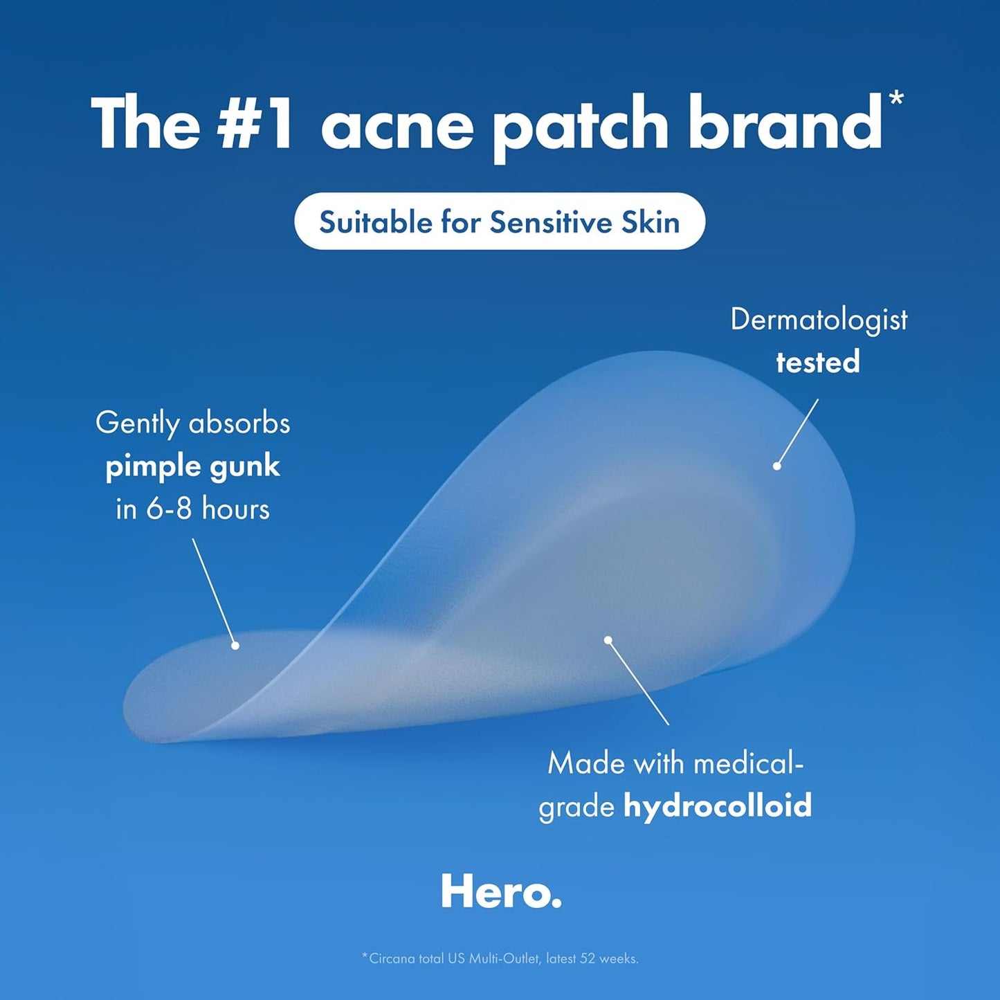 Mighty Patch™ Invisible+ Patch – The Barely-There Daytime Hydrocolloid Acne Pimple Patch for Covering Zits and Blemishes, Tapered Edges Designed to Blend Into Skin (72ct)