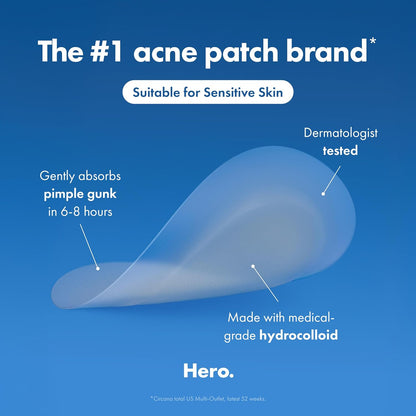 Mighty Patch™ Invisible+ Patch – The Barely-There Daytime Hydrocolloid Acne Pimple Patch for Covering Zits and Blemishes, Tapered Edges Designed to Blend Into Skin (72ct)