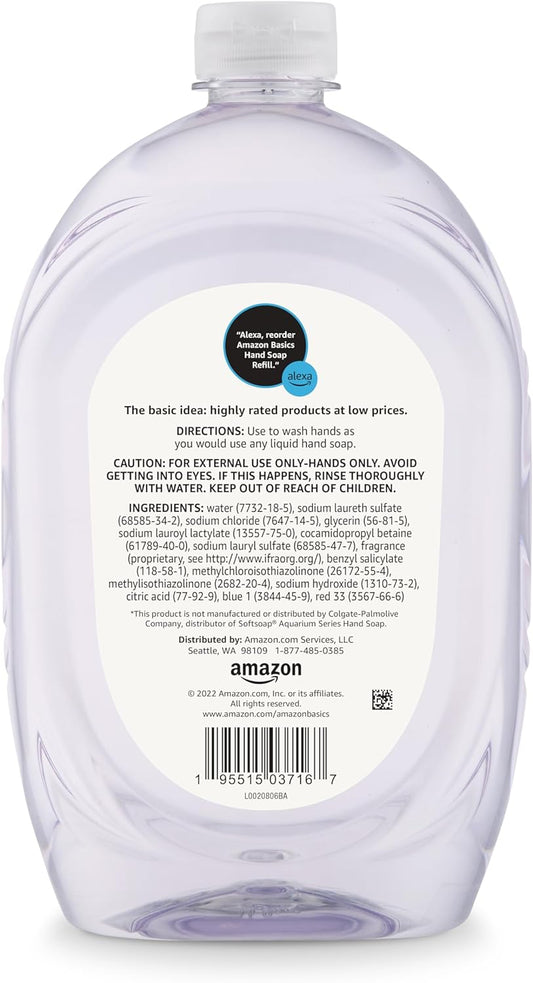 Amazon Basics Gentle & Mild Clear Liquid Hand Soap Refill, Triclosan-Free, Dermatologist-Tested, pH Balanced, Cruelty-Free, 50 Fluid Ounces, 1-Pack (Previously Solimo)