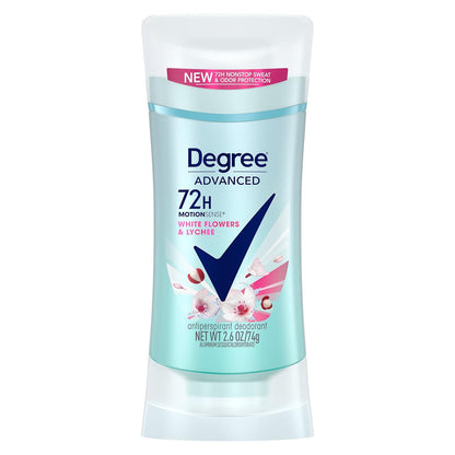 Degree Advanced Protection Antiperspirant Deodorant White Flowers & Lychee for 72-Hour Sweat & Odor Control for Women, with Body Heat Activated Technology, 2.6 oz