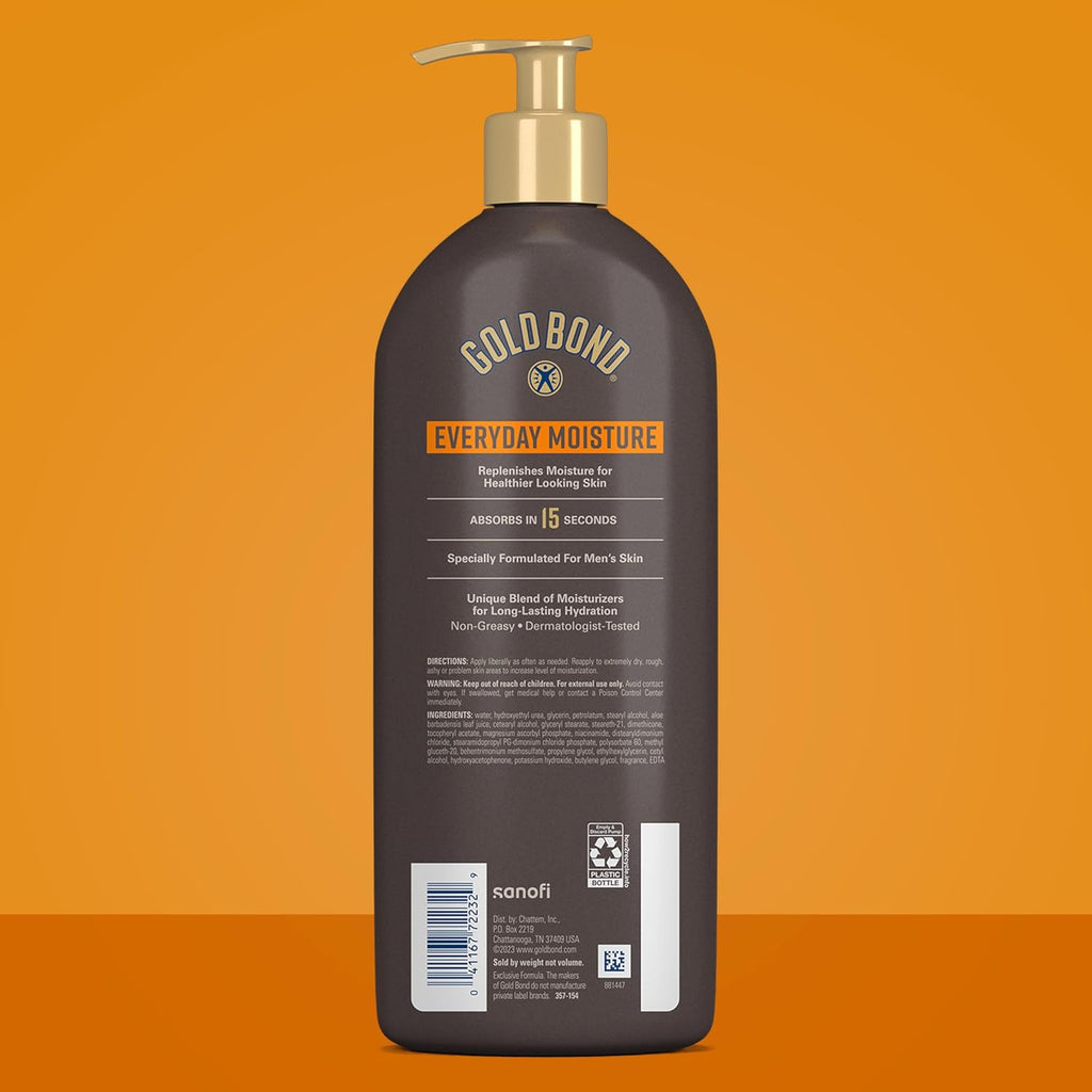 Gold Bond Men's Essentials Everyday Moisture Daily Body & Hand Lotion With Vitamin C, Hydrating Lotion Formulated for Men's Dry Skin, Value Size, 24 oz.