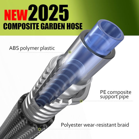 Relxitl Garden Hose, Flexible Water Hose, Ultra Lightweight Non-Expanding hose with 10 Function Sprayer, Leak proof, Pressure Resistant for Yard, Outdoor (Black, 50FT)