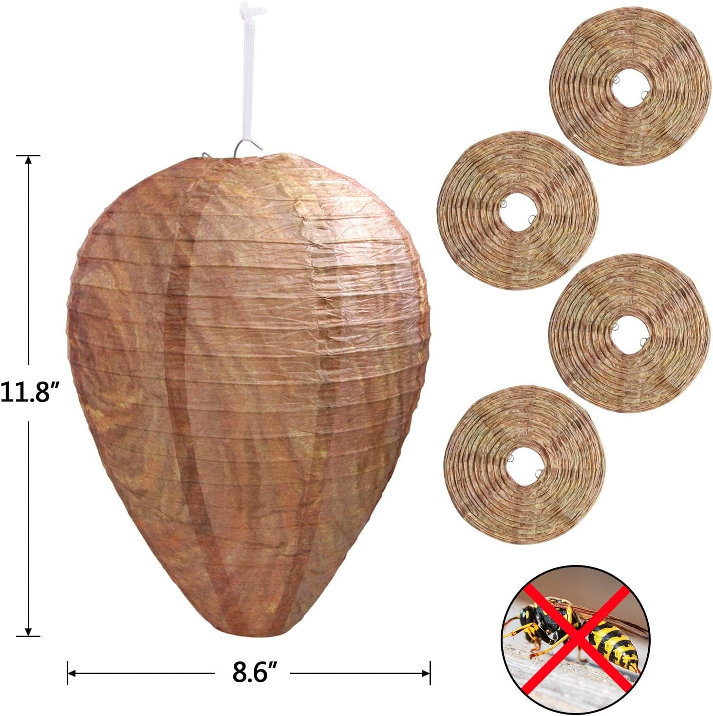4 Pack Wasp Nest Decoy Hanging Wasp Nest Stay Away from Wasps Hornets Yellow Jackets