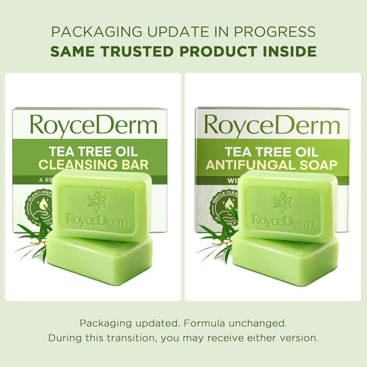 Roycederm Antifungal Bar Soap - Tea tree Oil Soap - Athlete’s Foot Treatment for Jock Itch & Ringworm - Medicated Antifungal Soap with Clotrimazole 1% - Tea Tree Oil Scent, 1 Pack