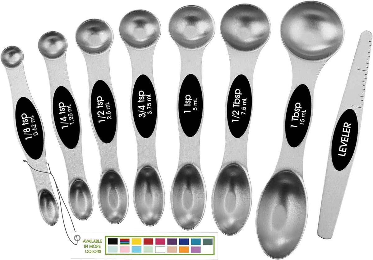 Spring Chef Stainless Steel Magnetic Measuring Spoons Set, Heavy Duty Metal Kitchen Gadgets