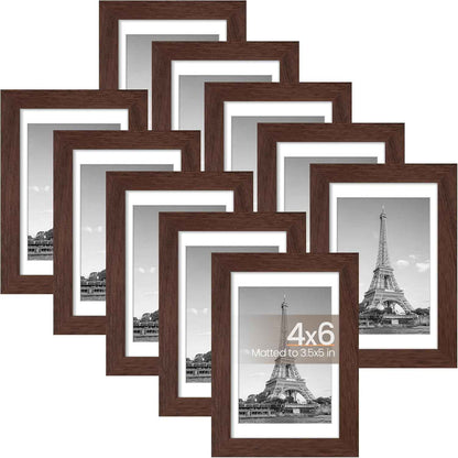 upsimples 5x7 Picture Frame Set of 10, Display Pictures 4x6 with Mat or 5x7 Without, Multi Photo Frames Collage for Wall or Tabletop Display, Black