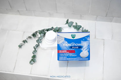 vicks, vapoShower plus, 12-count eucalyptus and menthol shower steamer tablets, non-medicated aromatherapy