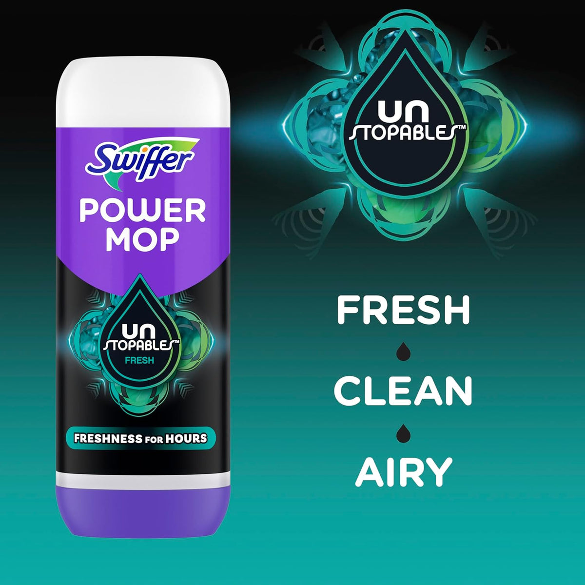 Swiffer PowerMop Floor Cleaning Solution with Unstopables Fresh Scent, PowerMop Refills, Floor Cleaner for Mopping, 25.3 fl oz, 2 Pack - Rayz Mart