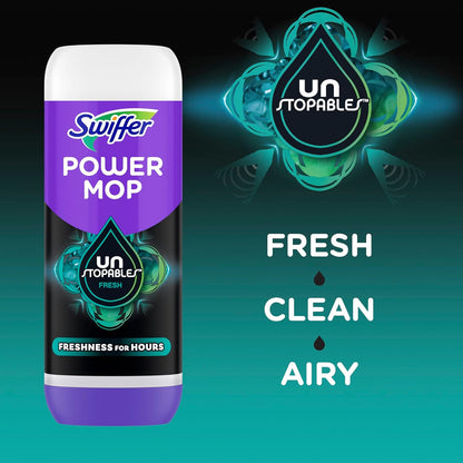 Swiffer PowerMop Floor Cleaning Solution with Unstopables Fresh Scent, PowerMop Refills, Floor Cleaner for Mopping, 25.3 fl oz, 2 Pack - Rayz Mart