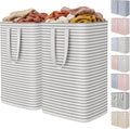 Lifewit 2 Pack Laundry Basket 80L Each, Collapsible Clothes Hamper with Reinforced Handles, Freestanding Waterproof Design for Bedroom and Laundry Room, Grey 160L Total