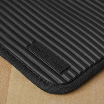 KitchenAid ribbed soft silicone pot holders 2-pack set heat resistant to 500f, matte black 7x9 inches