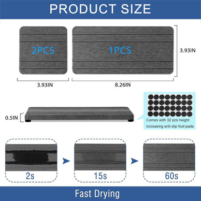 3PCS Diatomite Stone Sink Trays for Instant Drying, Kitchen Sponge and Hand Soap Holder