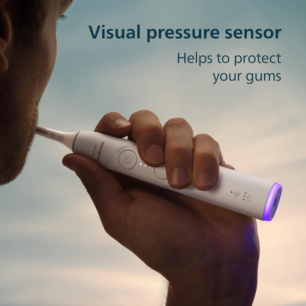 Philips Sonicare 6500 Series Electric Toothbrush - Next-Generation Sonicare Technology, Pressure Sensor, 9 Brushing Settings, SmarTimer, BrushPacer, 21-Day Runtime, Travel Case, White, HX7410/10