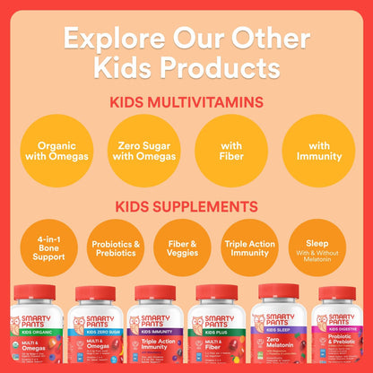 SmartyPants Kids Multivitamin Gummies with Omega 3 DHA/EPA, Vitamins D3, C, B12, B6, A, K, and Zinc, Gluten Free, Clean Label, Three Fruit Flavors, 60 Gummies (30 Day Supply)
