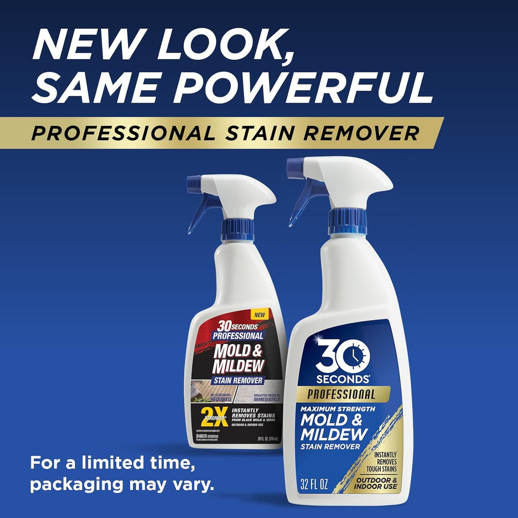 30 SECONDS Pro Mold and Mildew Stain Remover | Scrub Free | Brighter Results Instantly | Ready To Use | 32 Fl. Oz.