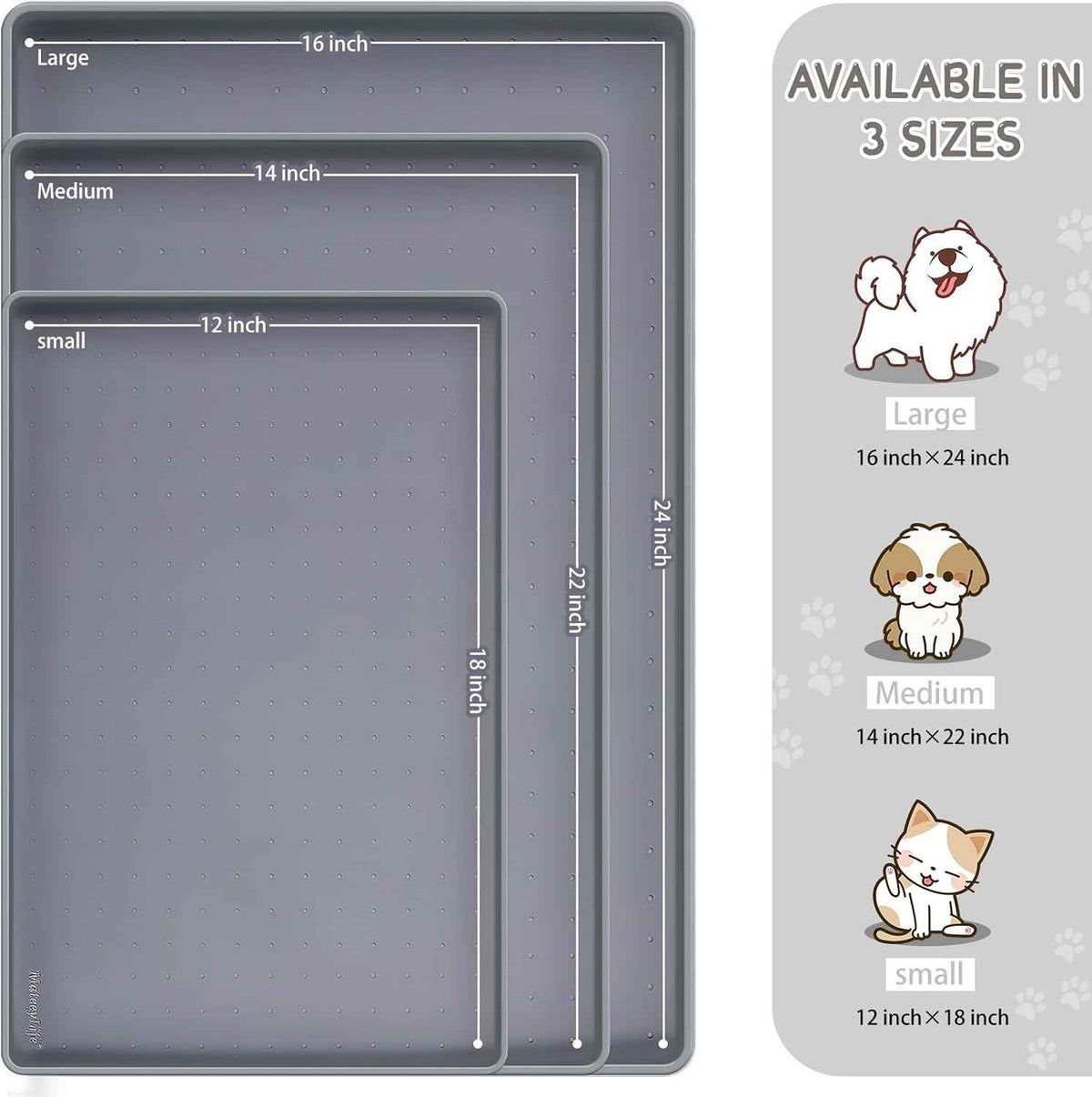 mateeylife silicone cat dog food mat waterproof anti-slip pet feeding placemat